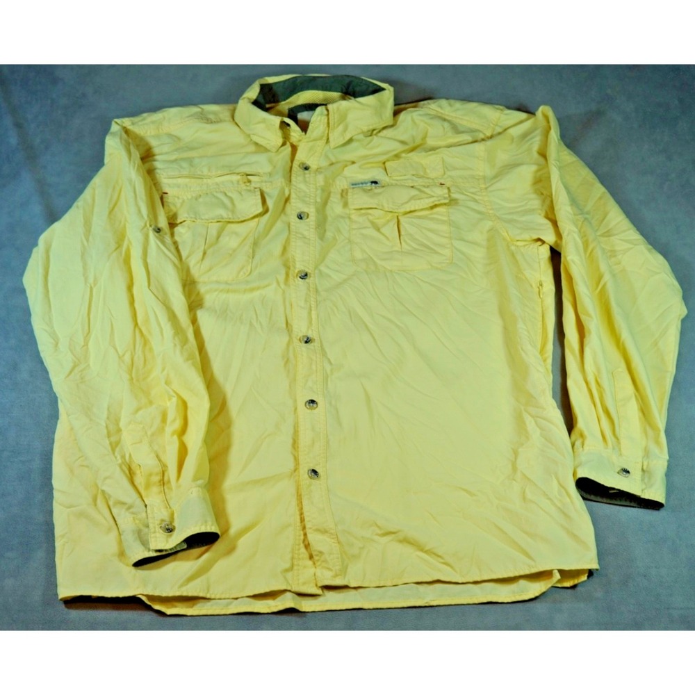 Dakota Grizzly Shirt Mens XL Yellow Nylon Vented Outdoors Fishing Hiking Vented